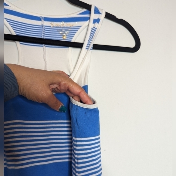 Lilly Pulitzer Blue White Striped Every Back Shirt Dress - Picture 9 of 13